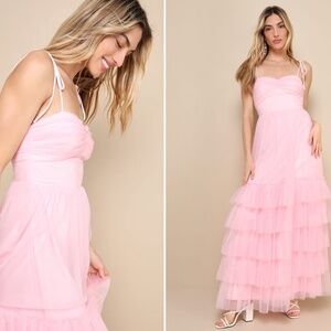 LULU's Prom Wedding Boho Romantic Tiered Ruffles Maxi Dress NWOT